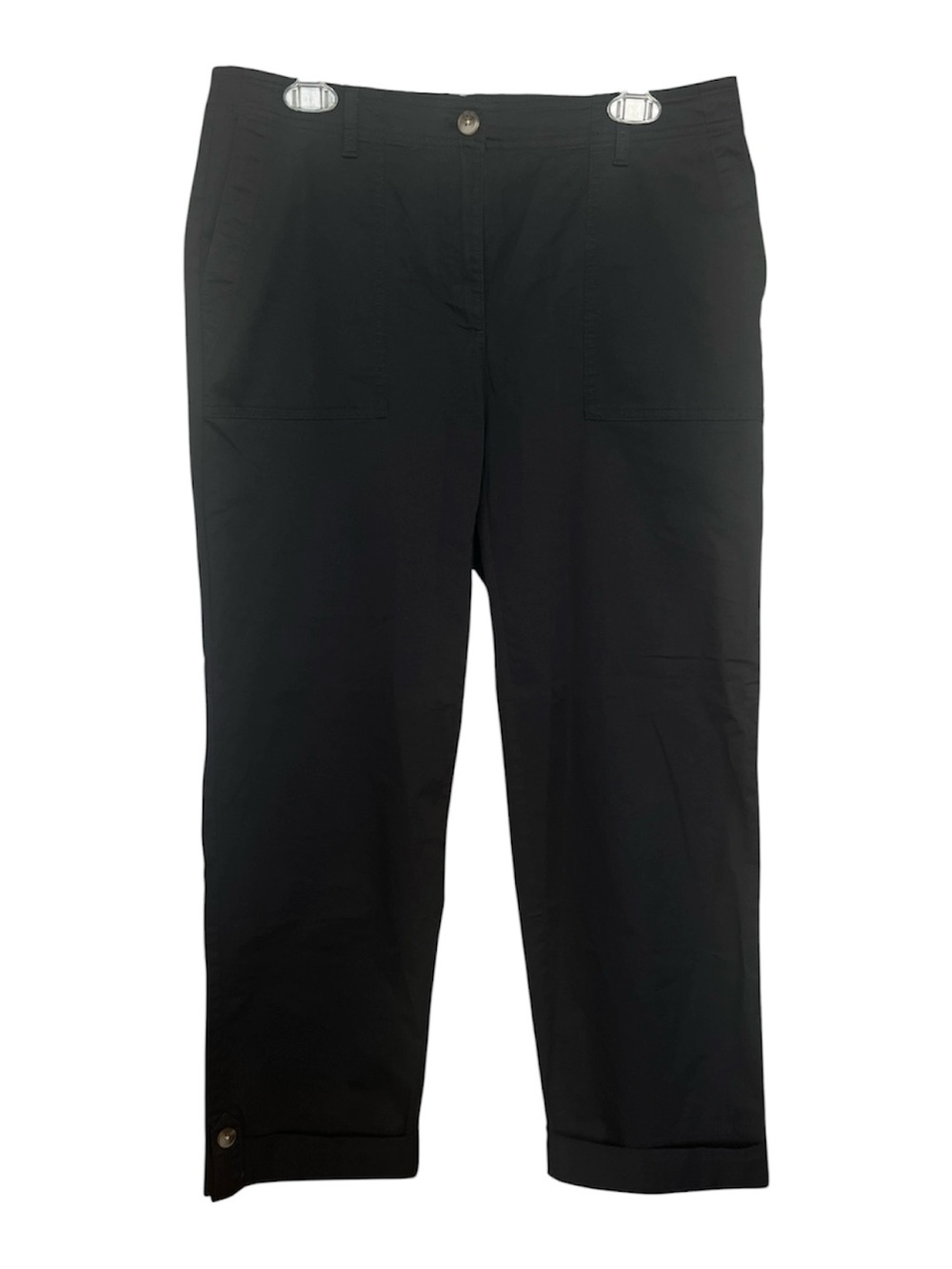 J. Jill Black Pima Cotton Cropped Ankle Pants SZ 10 Classic Utility Lightweight - Picture 2 of 8